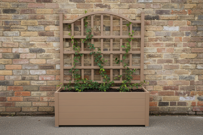 183 L/Natural Wood Appearance/Maintenance-free/Easy DIY/Eco-friendly/Vinyl Planter with Grid/Garden Planter/Supplier